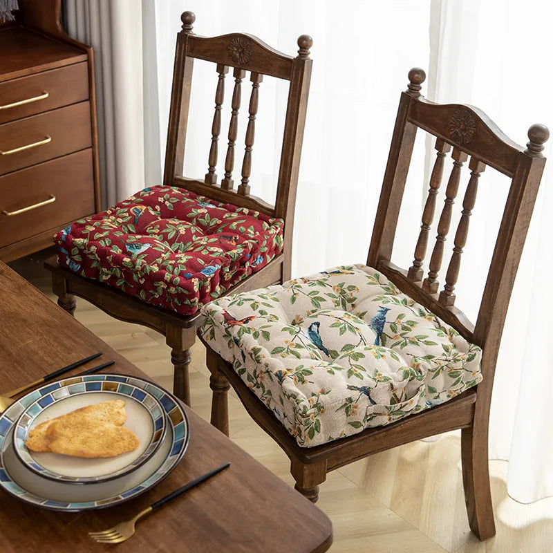American floral pattern dining chair cushion 40cm square with 8cm thickness