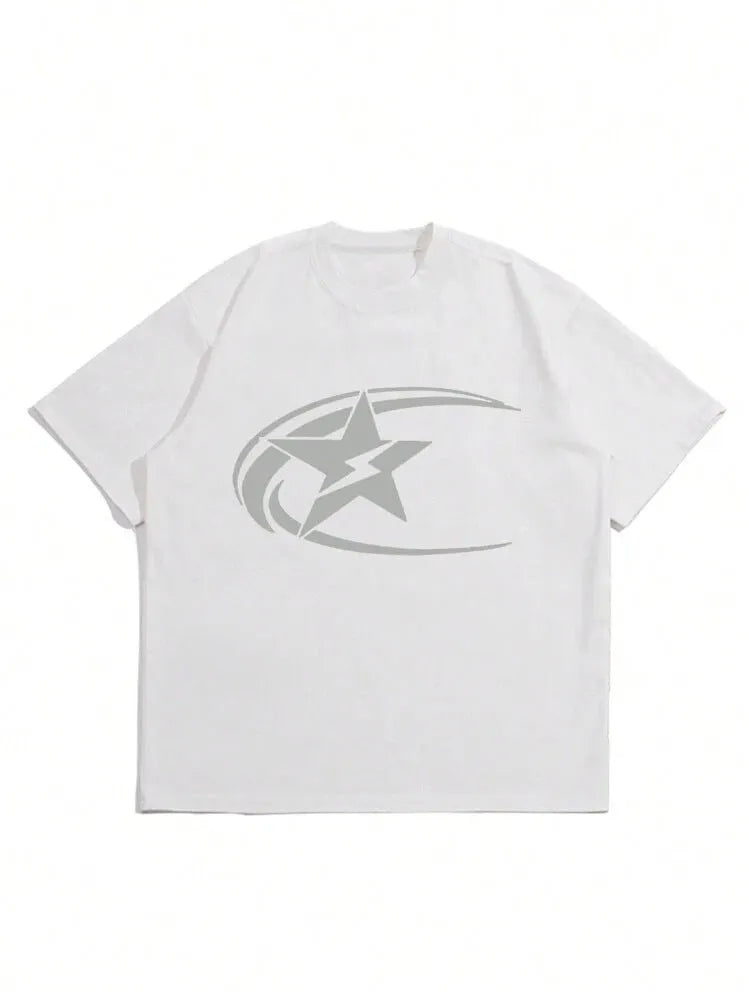 Men's solid colour pure cotton short sleeve T-shirt in Japanese retro style on a hanger.