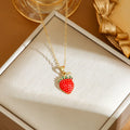 Titanium steel necklace with delicate cherry strawberry pepper charm on O-ring chain