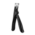 Stainless steel U-shaped French nail art scissors for manicures, shown in electrophoresis black finish.