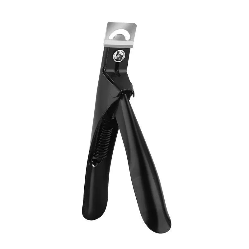 Stainless steel U-shaped French nail art scissors for manicures, shown in electrophoresis black finish.