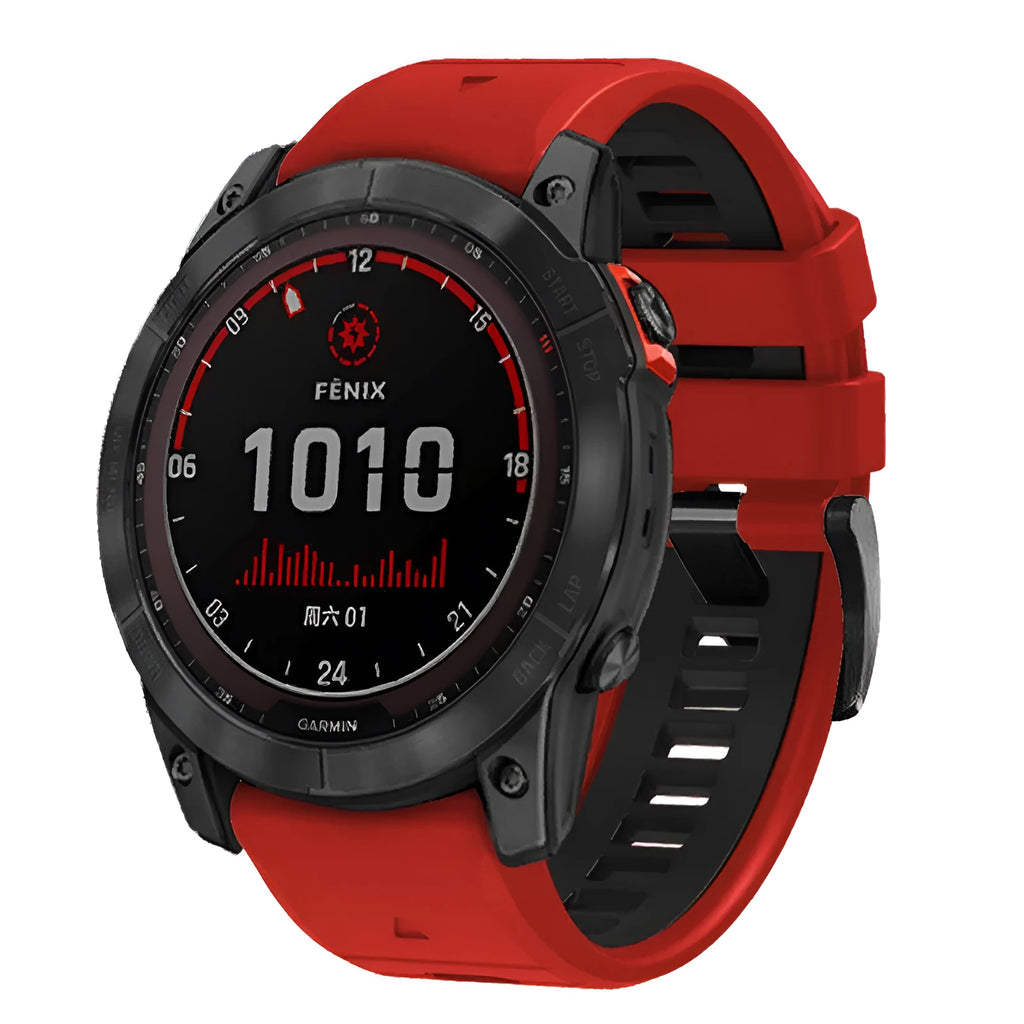 Two-colour silicone quick release watch strap for Garmin Fenix 47mm and 51mm