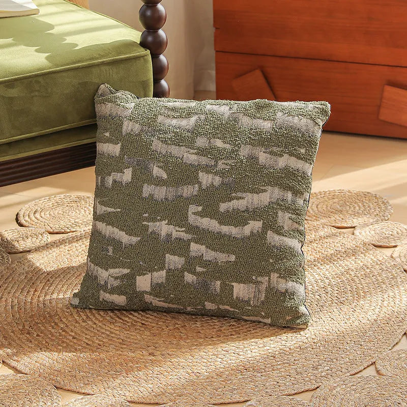 Square Jacquard floral cushion cover in a choice of colours, showing textured plants and flowers pattern.