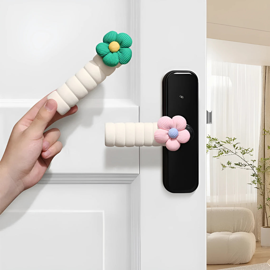 Round flower-pattern door handle protective cover in PEVA material for anti-collision home protection