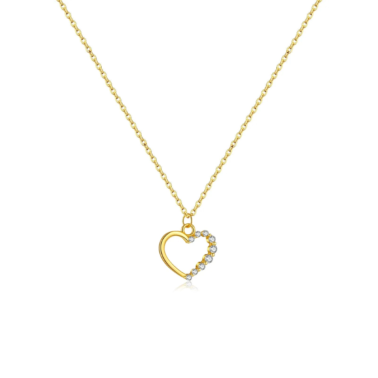 S925 sterling silver hollow heart necklace for women with regular chain available in white gold colour