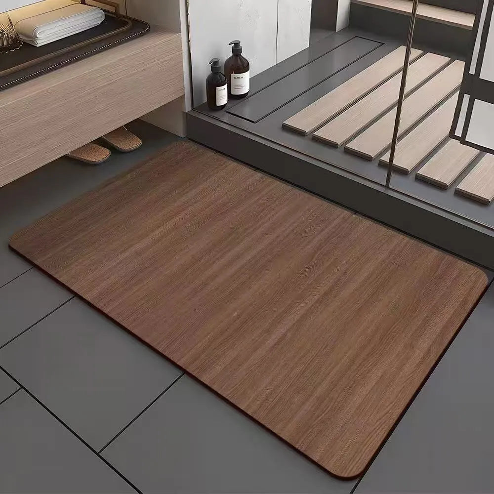 Diatomite bathroom floor mat with wood grain pattern in American style