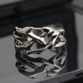 Copper thorn flower ring with adjustable opening in geometric design