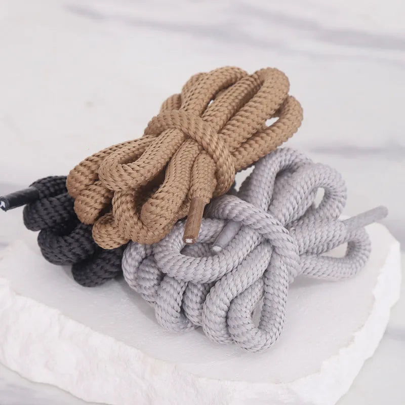 Oval round rope shoelace adapters in various colours showing 1.0 width and length options for sneakers and sweatshirts