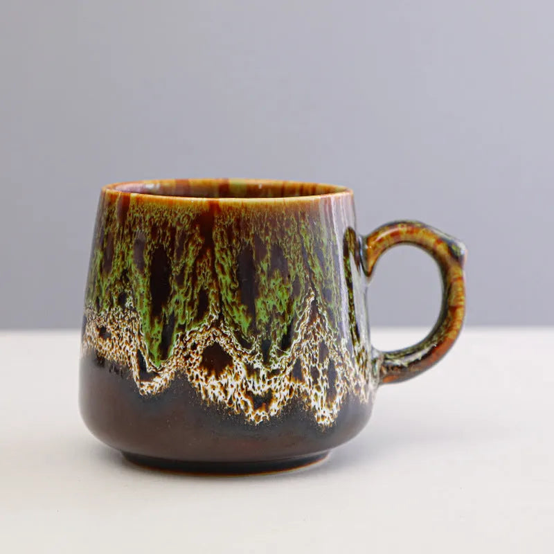 Creative large-capacity retro style couple coffee mug 301-400ml with 8.5cm height and 8cm caliber