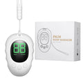 Rechargeable silicone sleep aid hand grip monitor with remote control in white, black, or green.