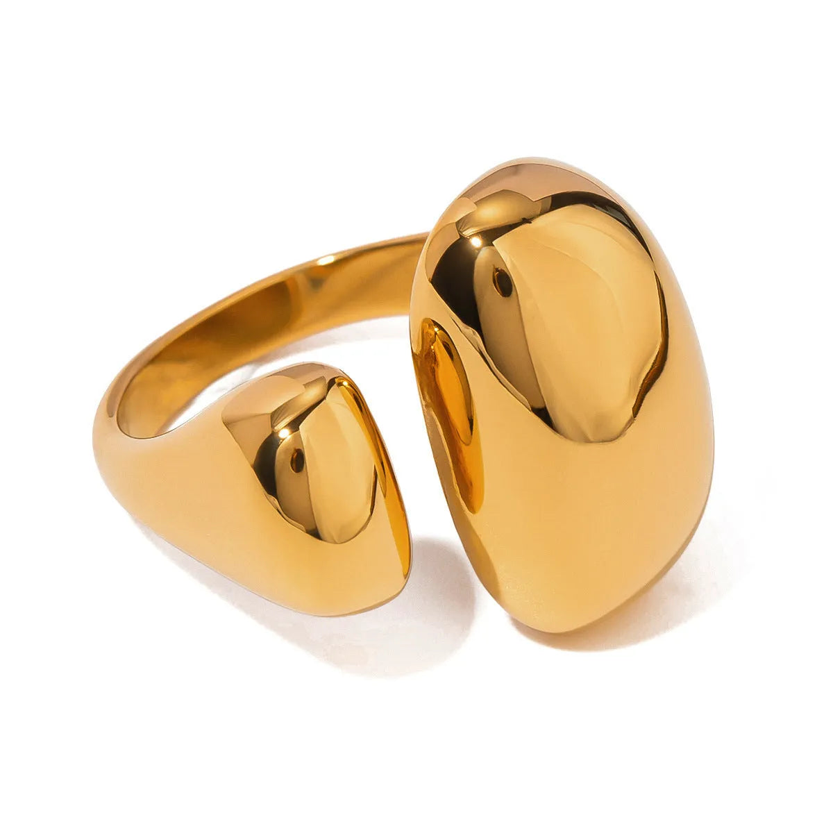 Geometric stainless steel open ring with exaggerated European American styling