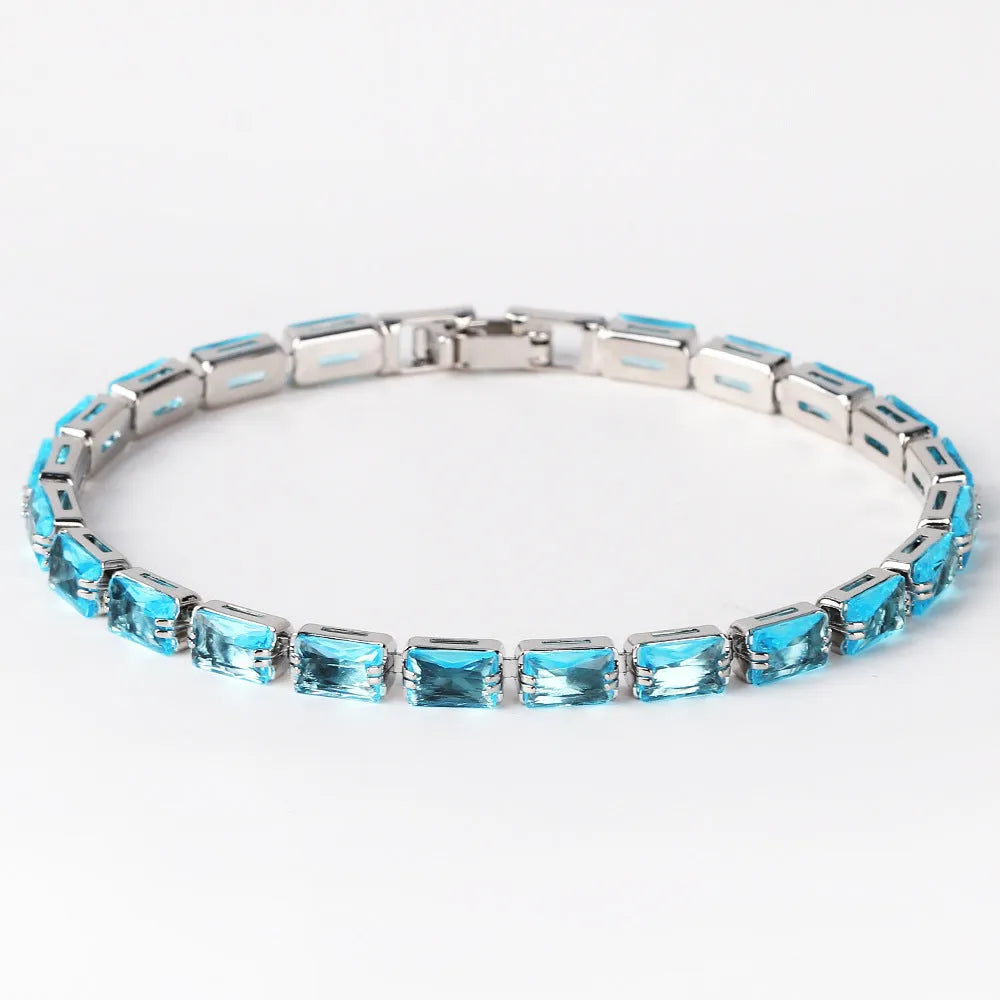 Women's fashion zircon bracelet with coloured stones and metallic electroplated finish