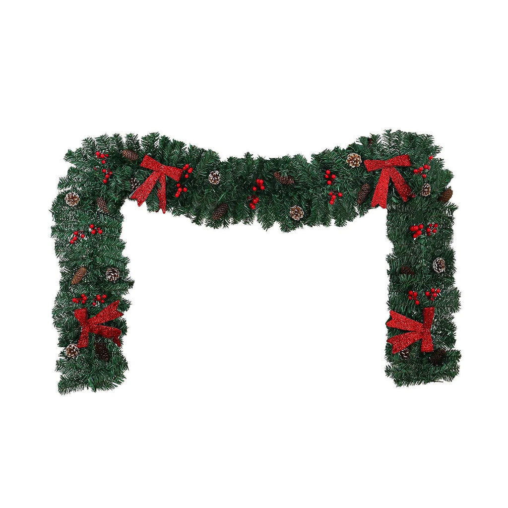 European style Christmas decorative pine cone bow rattan showcase arrangement with PVC construction