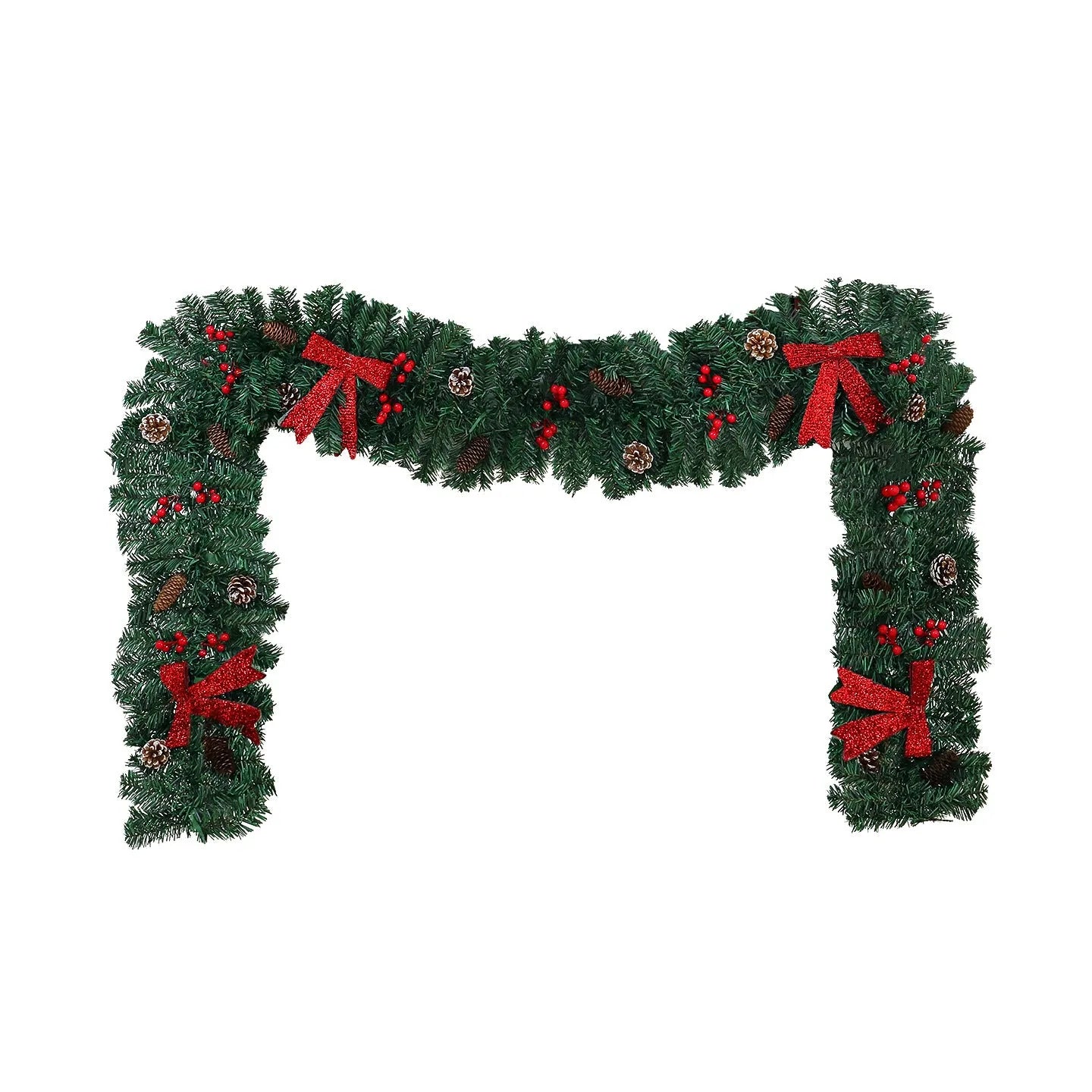 European style Christmas decorative pine cone bow rattan showcase arrangement with PVC construction