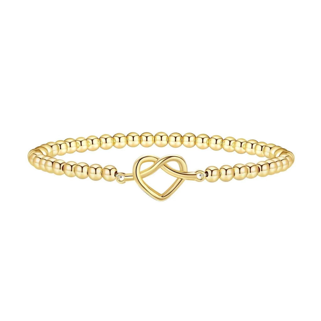 Adjustable stainless steel beaded bracelet showing geometric round beads in electroplated finish