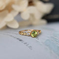 Japanese style geometric copper ring with imitation peridot stone in quadrilateral design