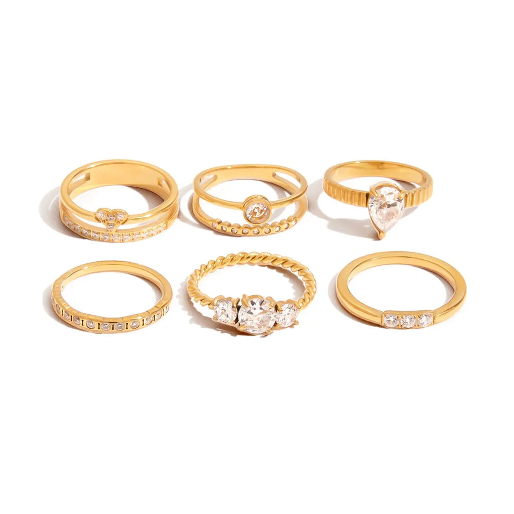 Geometric stainless steel ring with zircon stone in multiple colour options including JDR0303022 showing the flat, modern band design.