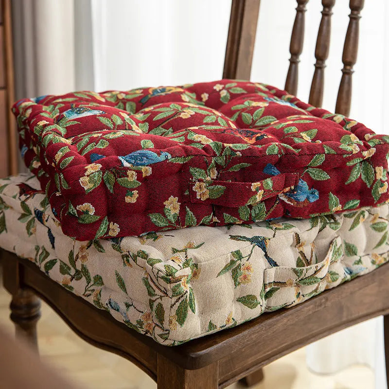 American floral pattern dining chair cushion 40cm square with 8cm thickness