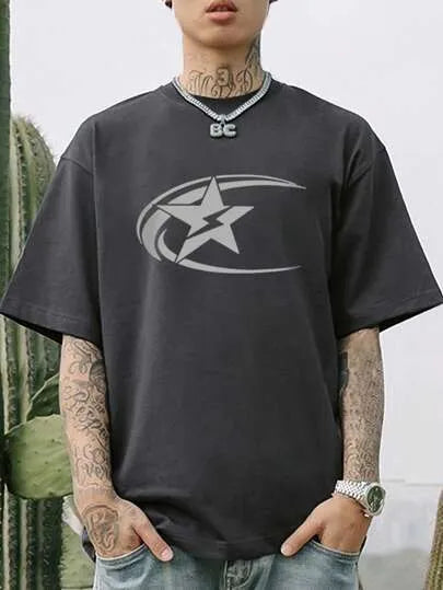 Men's solid colour pure cotton short sleeve T-shirt in Japanese retro style on a hanger.