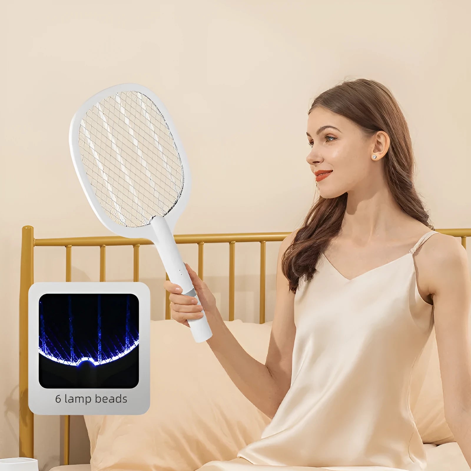 Rechargeable electric mosquito swatter with ABS plastic shell in two colour options