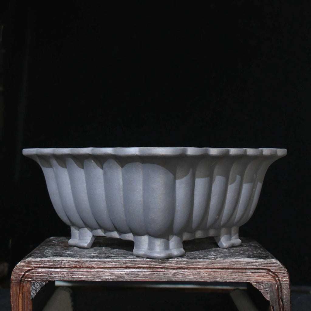 Purple sand ceramic square bonsai pot with classical styling and 37cm x 15cm inner diameter