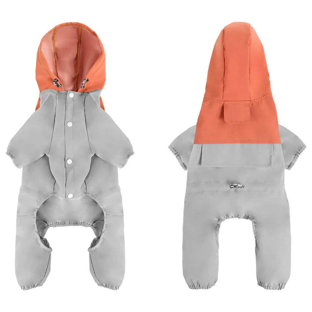 British style waterproof polyester dog jacket for small to medium sized pets in khaki colour
