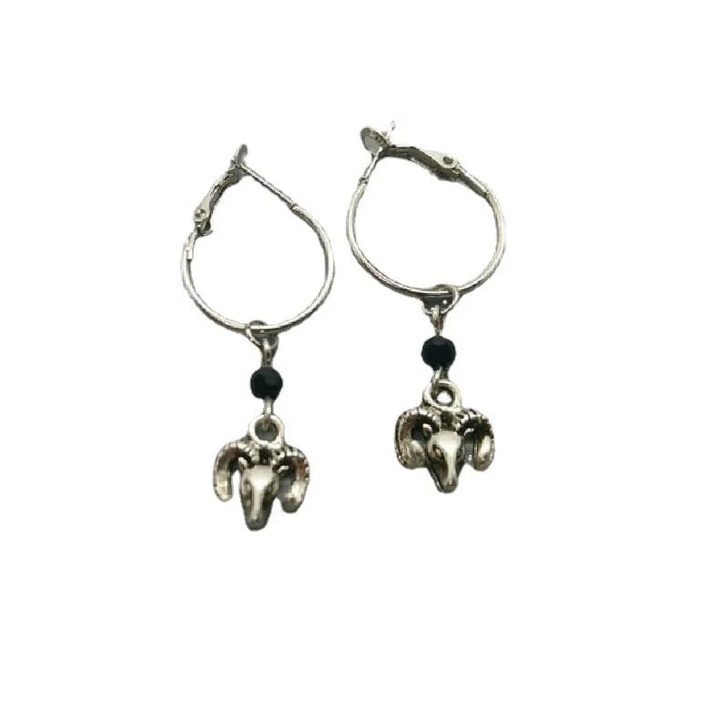 Silver alloy Tibetan antelope round hoop earrings for women in European style