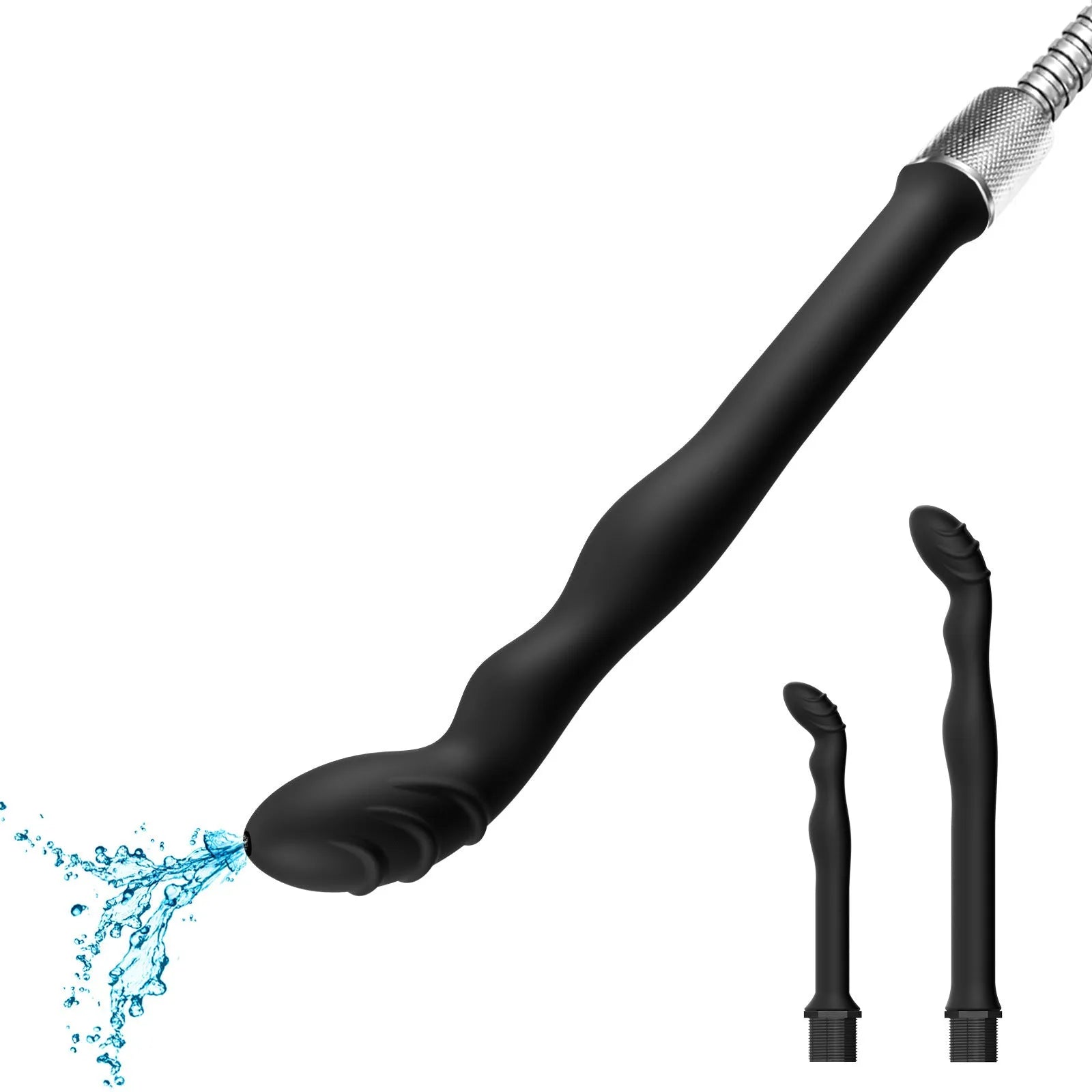 Black silicone hosepipe flusher tube with sausage filler design for cleaning procedures