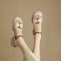 Women's khaki platform sandals with chunky heels and open toe design