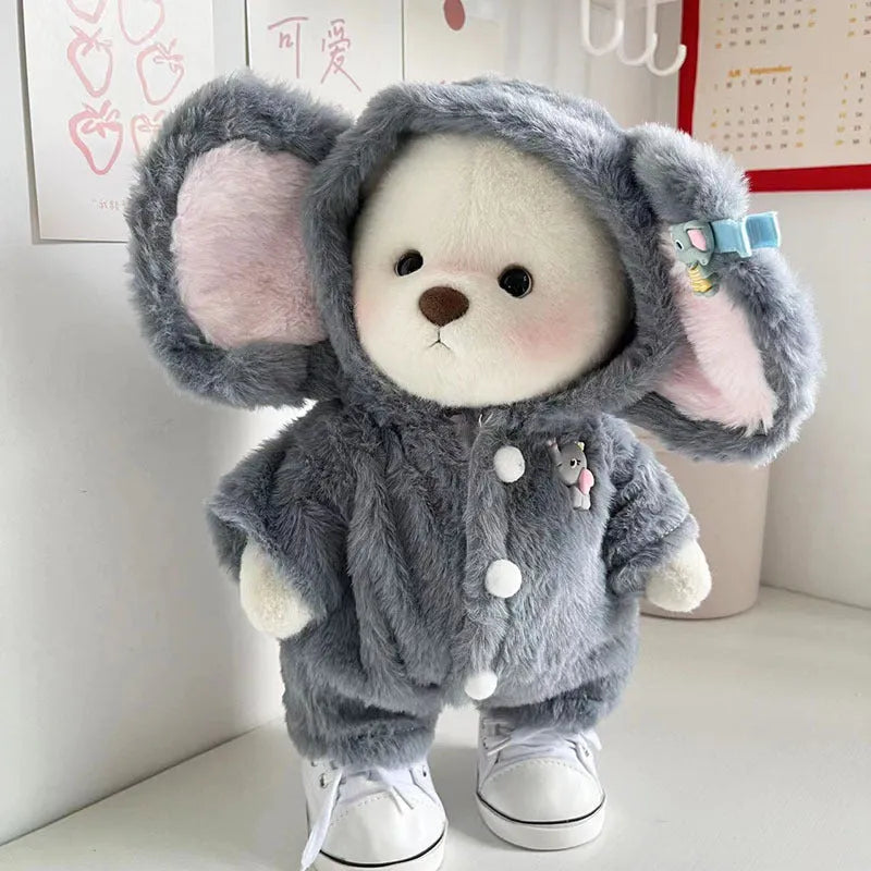 Grey elephant pattern jumpsuit for 30cm Lina bear doll