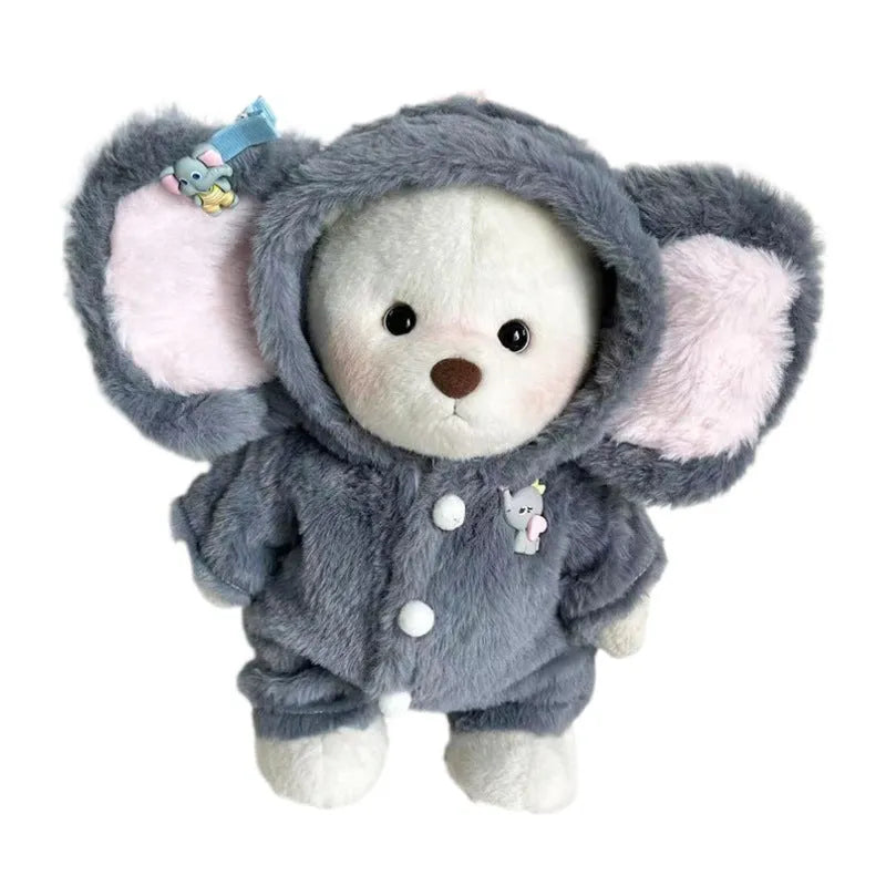Grey elephant pattern jumpsuit for 30cm Lina bear doll