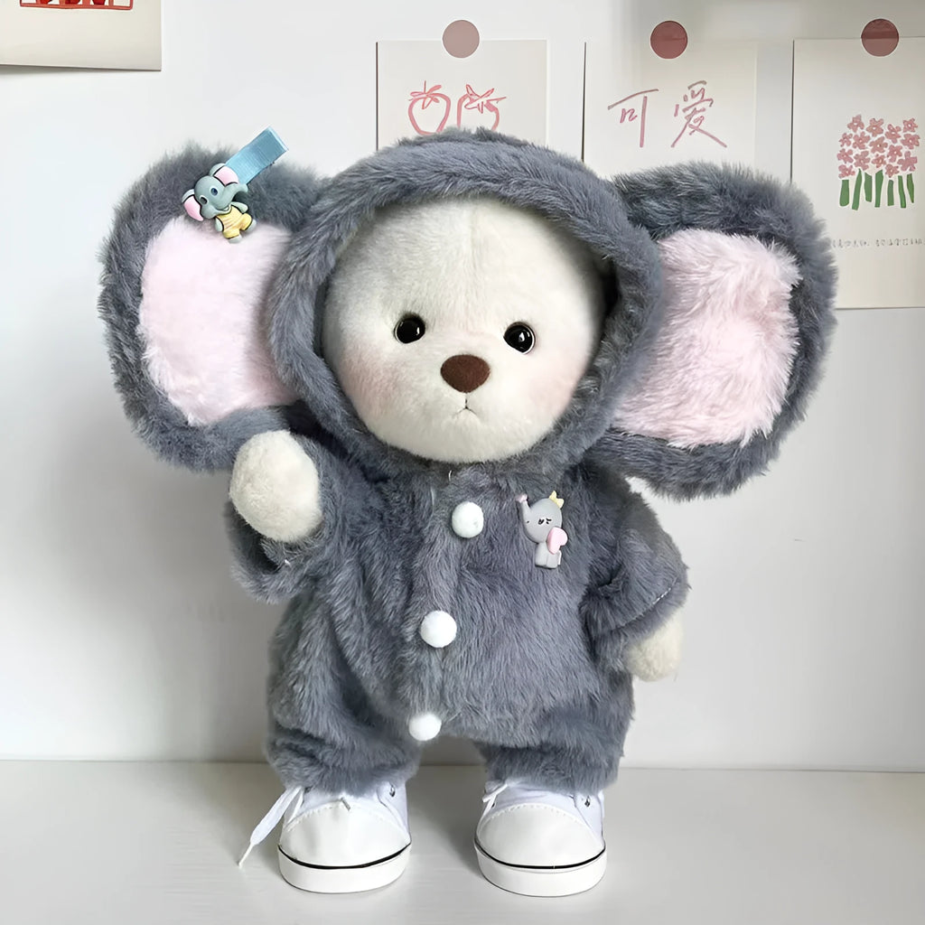 Grey elephant pattern jumpsuit for 30cm Lina bear doll