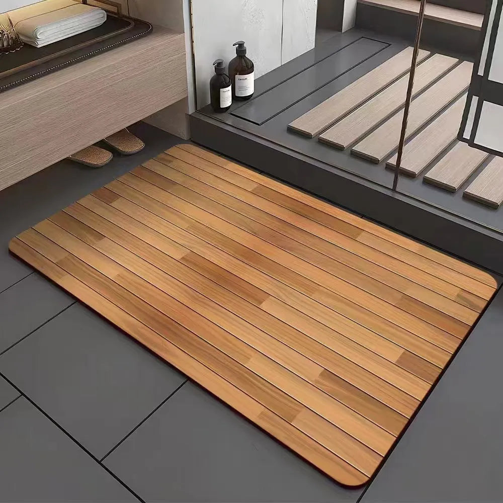Diatomite bathroom floor mat with wood grain pattern in American style