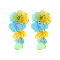 Handmade bead flower earrings with exaggerated string design in colourful, rose, and purple colour options