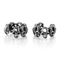 Stainless steel skull ear clip earrings with hollow geometric design and electroplated finish