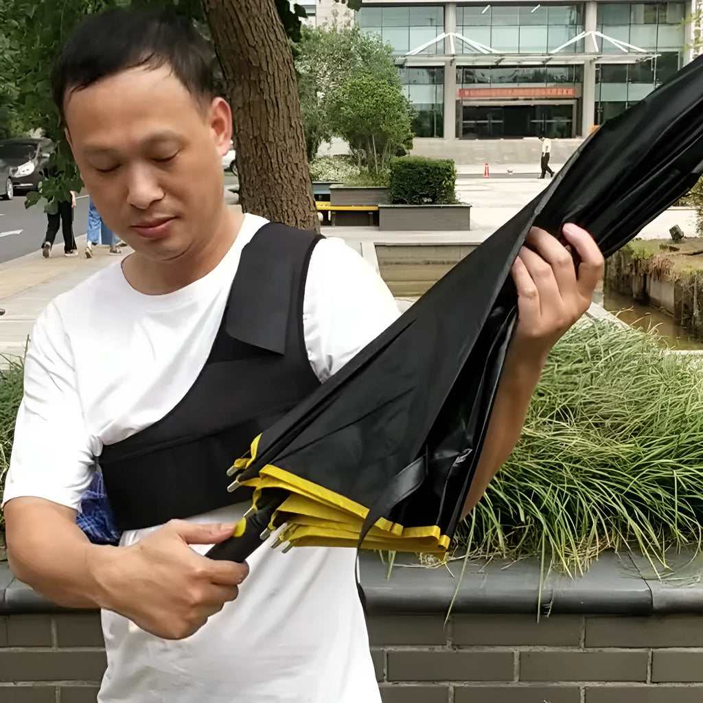 Portable sunshade umbrella holder fixed shoulder strap black diving cloth for manual umbrellas