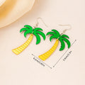 Drop earrings with acrylic coconut and artocarpus fruit charms on alloy hooks in summer colours