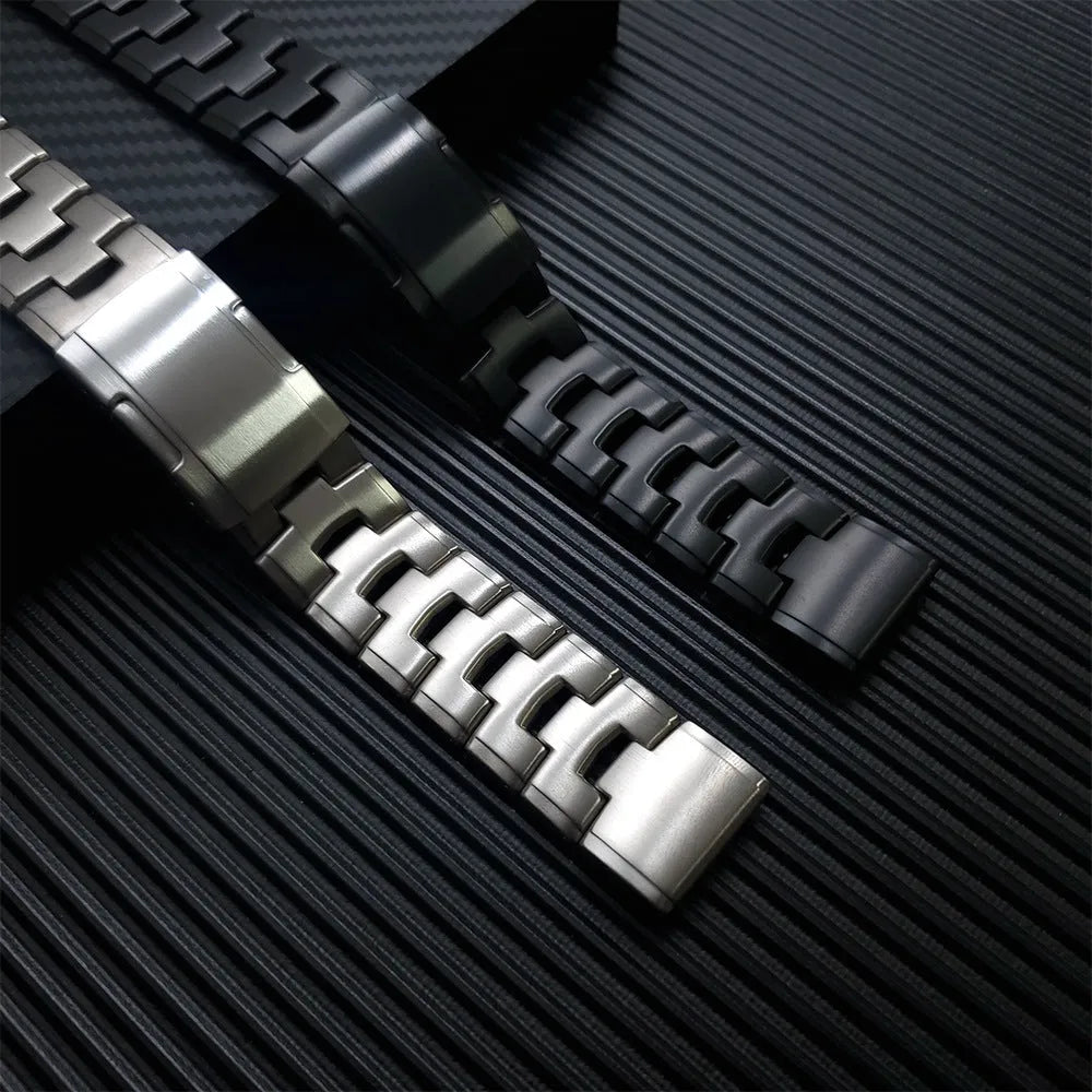 Garmin Jiaming and Fenix series replacement watch strap in silver, black and titanium colours