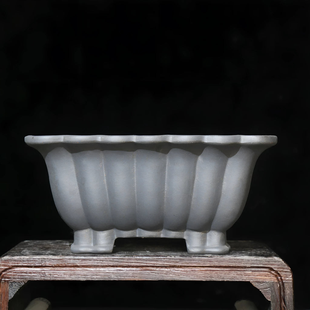 Purple sand ceramic square bonsai pot with classical styling and 37cm x 15cm inner diameter