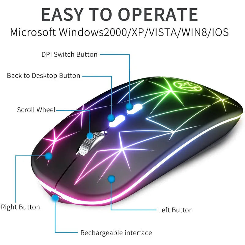 Wireless Bluetooth gaming mouse with programmable keys and metal scroll wheel in various colour options