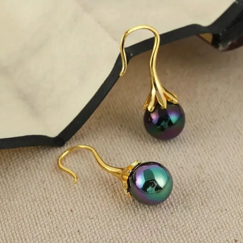 Gold-tone retro fashion women's earrings with electroplated finish and alloy construction