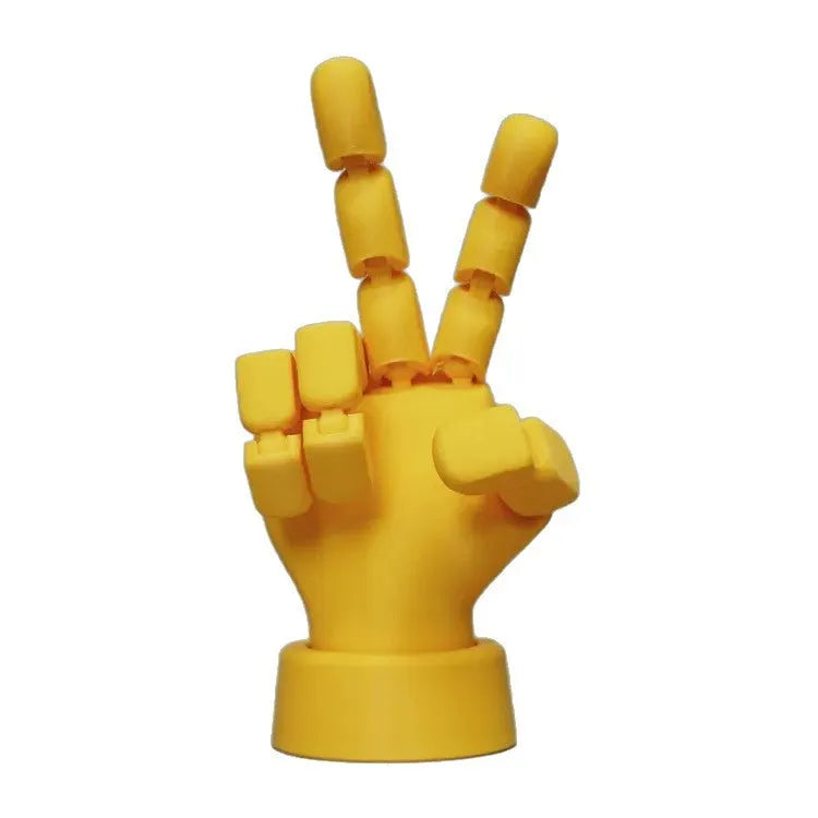 Yellow PLA movable joint hand props for animation and photography measuring 5cm wide