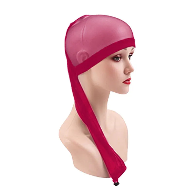 Wig net high elasticity mesh cap in black for long hair, spandex construction
