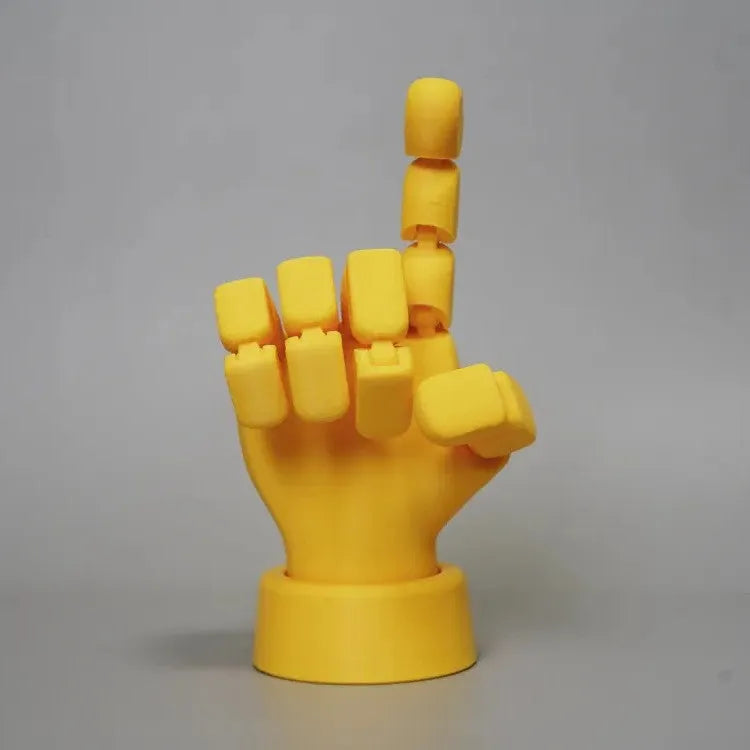 Yellow PLA movable joint hand props for animation and photography measuring 5cm wide