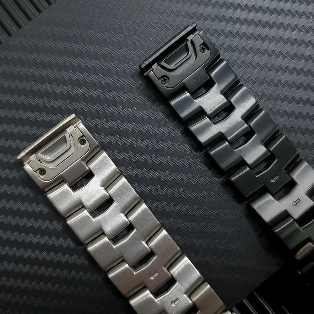 Garmin Jiaming and Fenix series replacement watch strap in silver, black and titanium colours