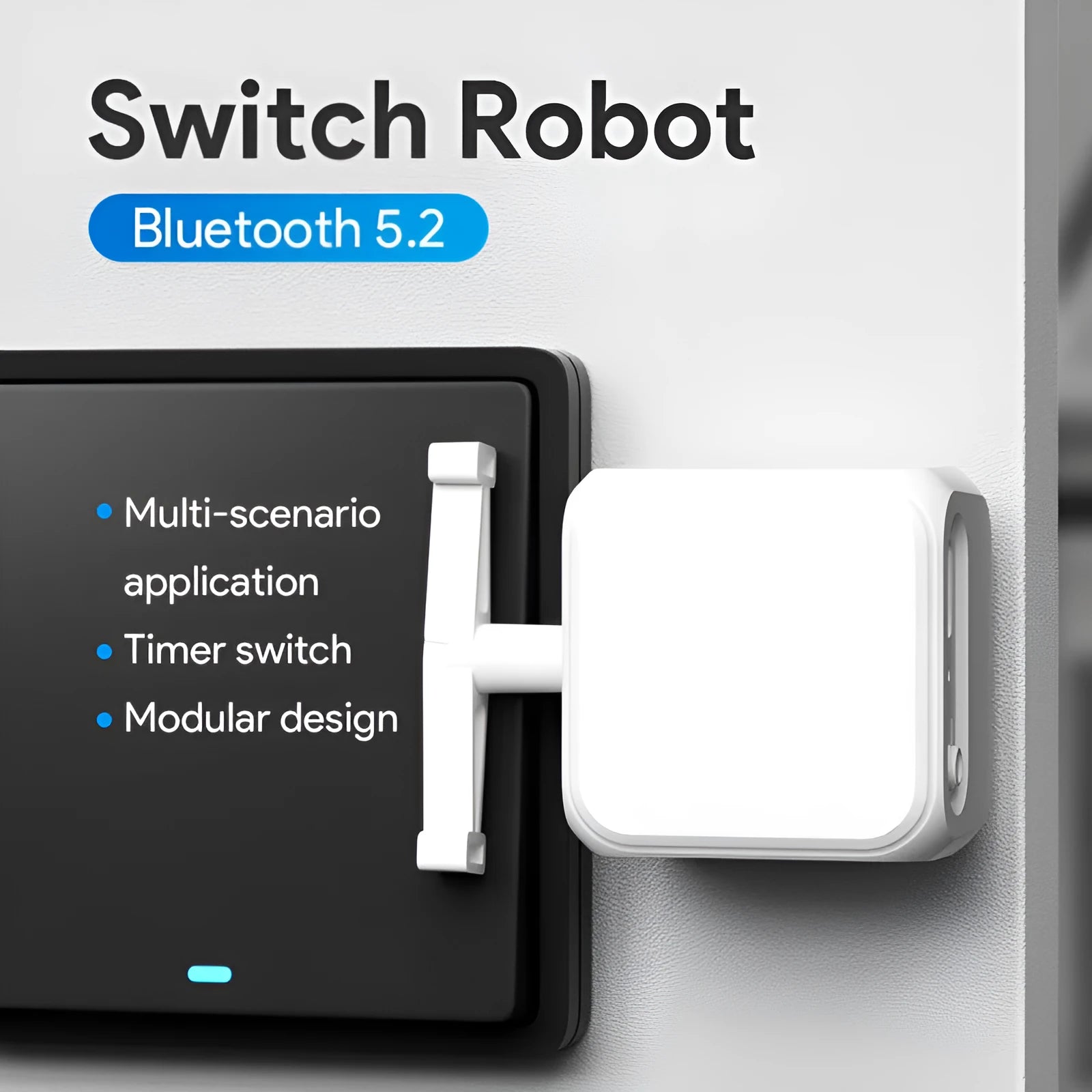 Small white Bluetooth rocker arm finger robot remote control with dimensions 53x29x14mm.