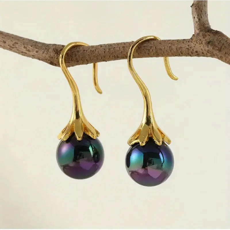 Gold-tone retro fashion women's earrings with electroplated finish and alloy construction