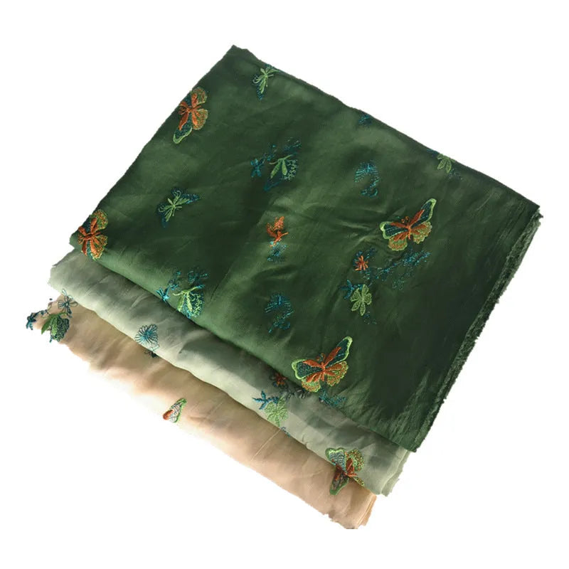 Pure ramie embroidery cloth fabric for Hanfu costumes showing texture and colour options