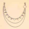 Silver alloy trousers chain with rivet and zipper detailing on 115cm adjustable length for punk fashion