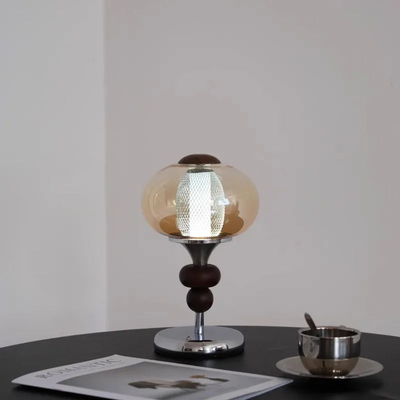 Zhonggu solid wood palace table lamp with touch switch, USB rechargeable, 5W LED, 16x28cm, retro style